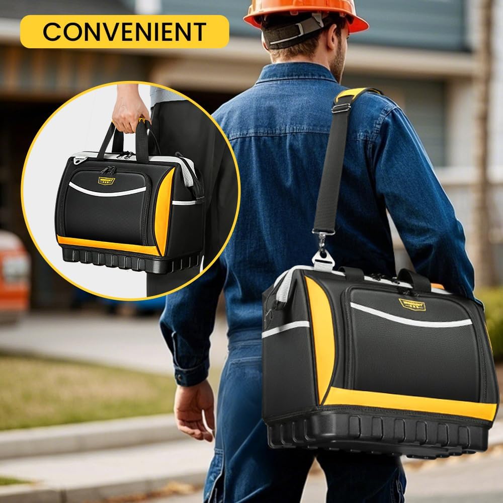 Tool Bag Shoulder Strap 16 inch 25 Pockets Heavy Duty Waterproof Base Technician