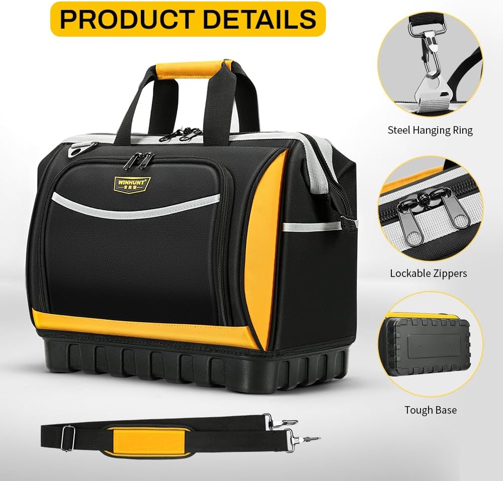 Tool Bag Shoulder Strap 16 inch 25 Pockets Heavy Duty Waterproof Base Technician