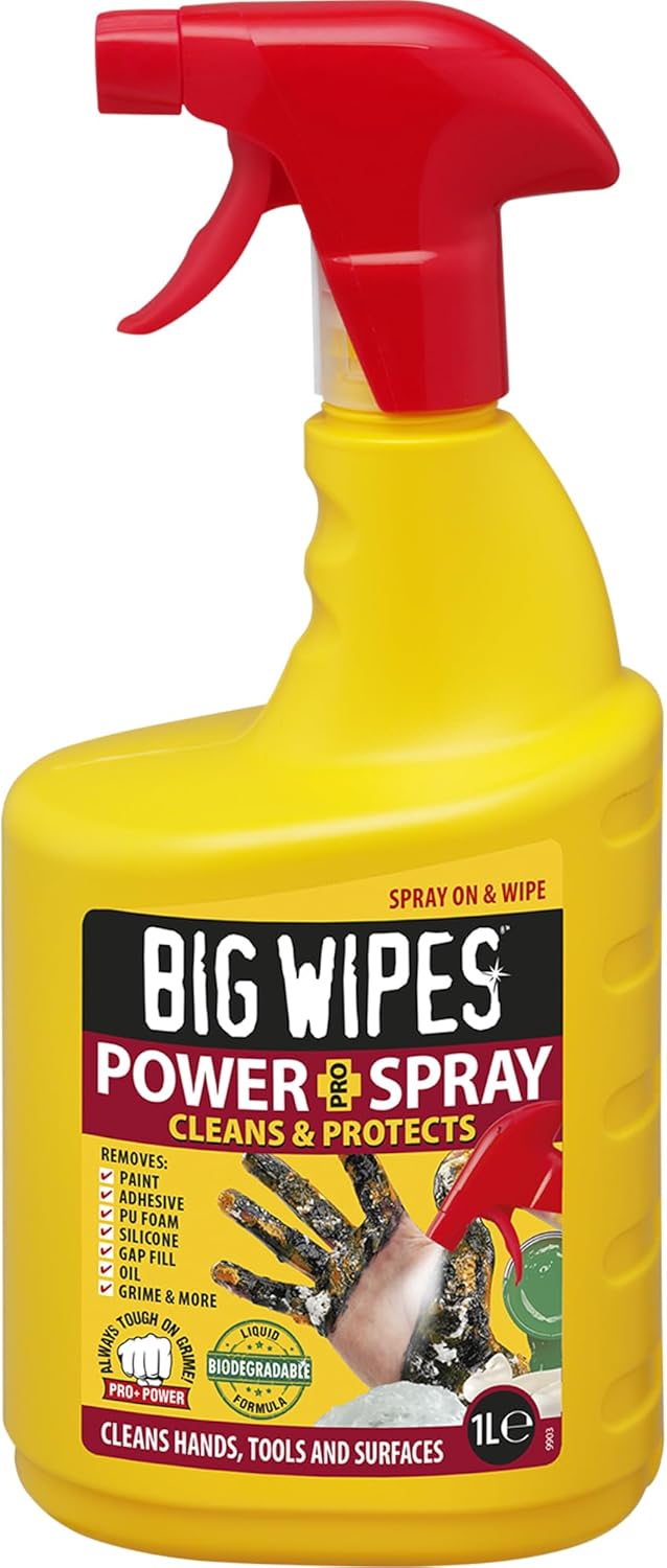 Big Wipes Triple Pack Pro+, Heavy-Duty & Multi-Surface Wipes, 1L Power Spray