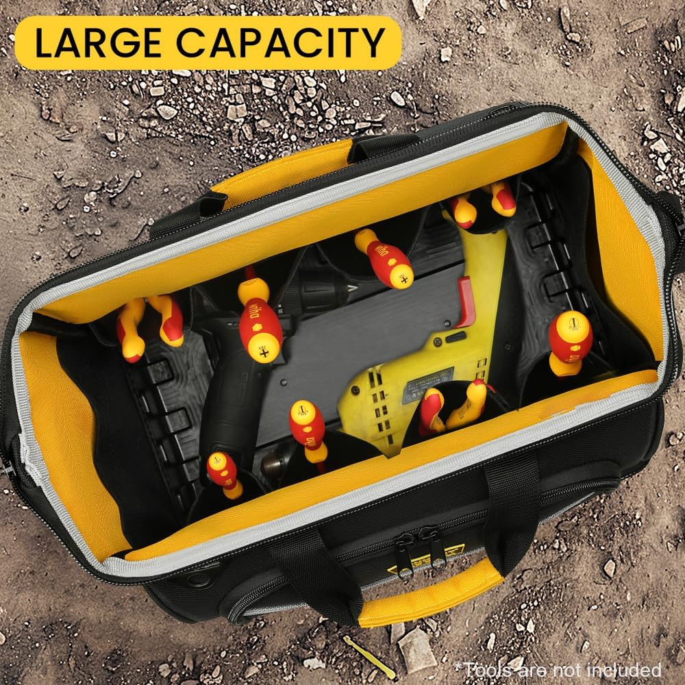 Tool Bag Shoulder Strap 16 inch 25 Pockets Heavy Duty Waterproof Base Technician