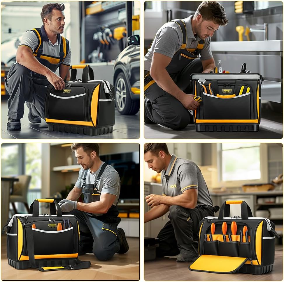 Tool Bag Shoulder Strap 16 inch 25 Pockets Heavy Duty Waterproof Base Technician