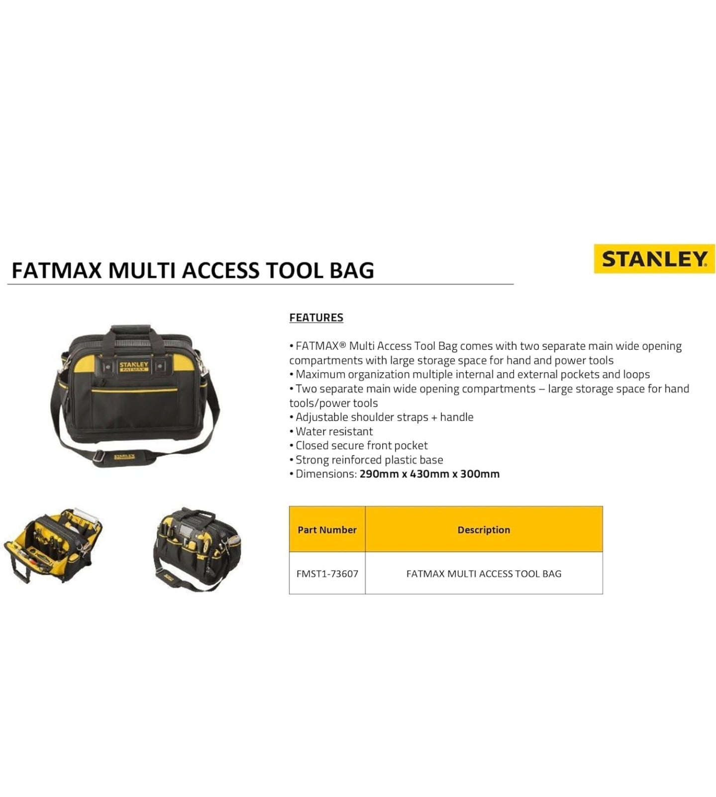Stanley Fatmax FMST1-73607 Fatmax Dual Access Bag, 43 x 28 x 30 cm, Black