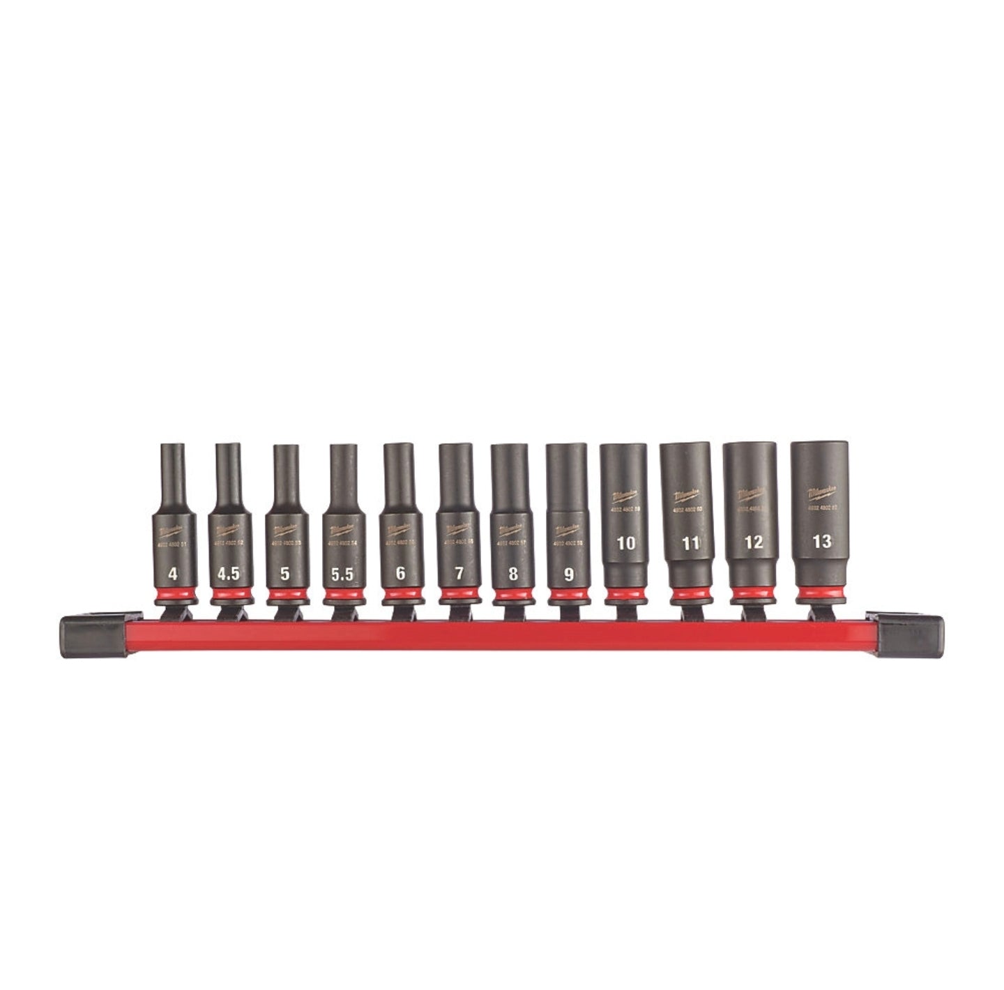 Milwaukee SHOCKWAVE 1/4" Drive Impact Socket Rail Set 12 Pieces Socket Adaptors