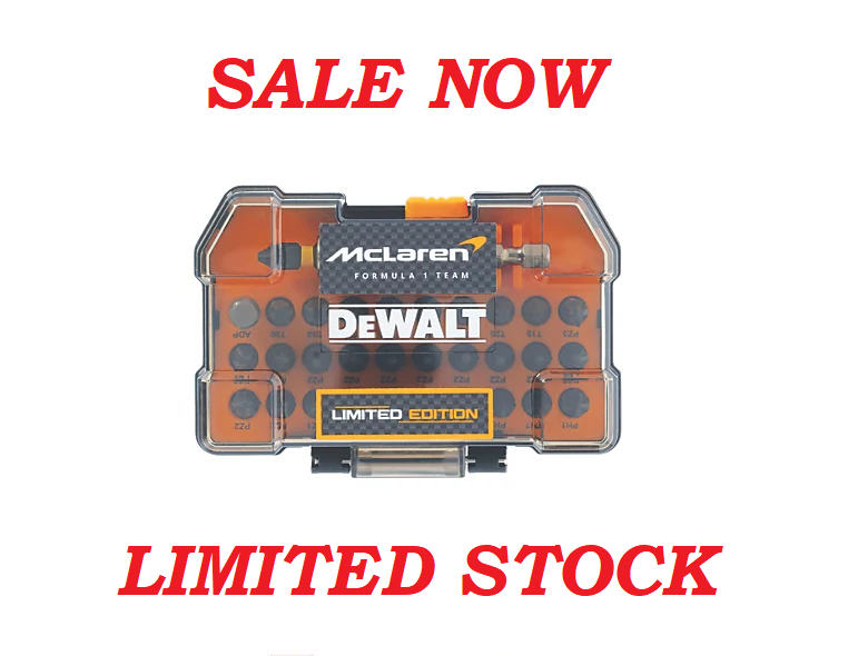 DEWALT McLaren F1 Team 6.35mm Hex Shank Mixed Impact Torsion Bit Set SALE
