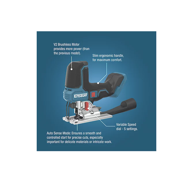 Erbauer ERI1088JSW 18V Li-Ion EXT Brushless Cordless Jigsaw - Bare