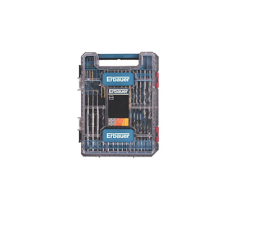 Erbauer Multi-Material Drill Bits 113 Piece Set Easy to Use Mixed Drillbits