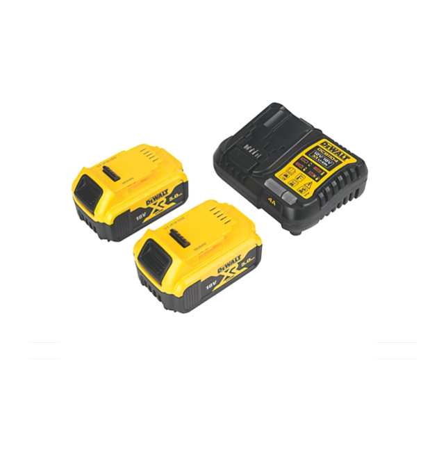 DEWALT 18V 4 Piece Kit 2 x 5Ah Battery, Combi Impact SDS Multitool Charger Box