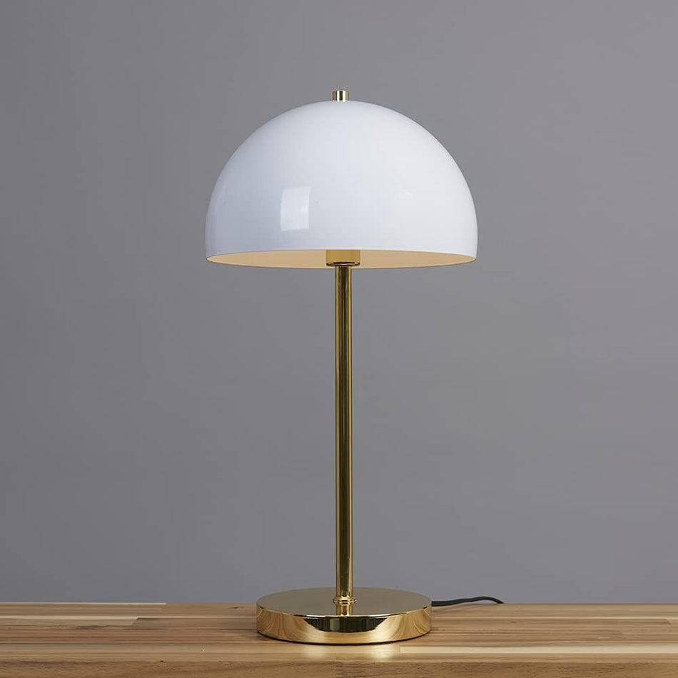 Table Bed Side Lamp Contemporary Gold White Metal Dome Led Light Bulb 2.2W