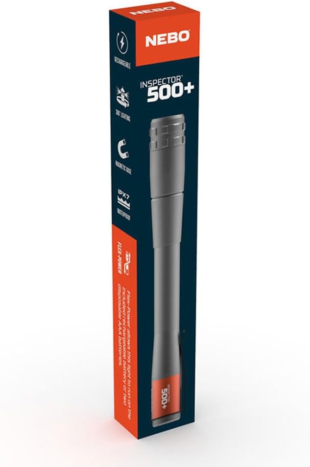 Nebo Inspector 500+ Rechargeable LED Light Graphite 250lm Waterproof Magnetic Base