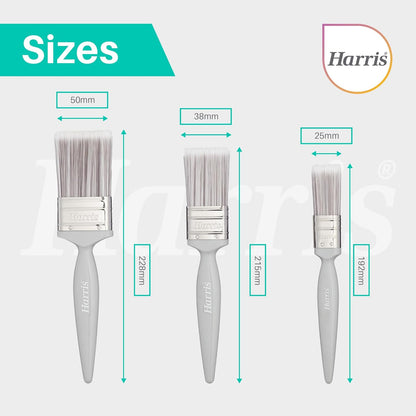 Harris Essentials Walls & Ceilings Paint Brushes 3 Brush Pack, 1", 1.5", 2" Grey