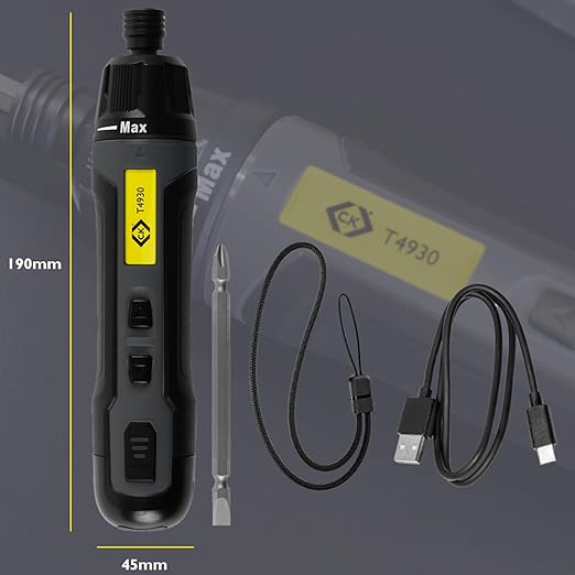 C.K Tools E-Driver, Electric High Torque Screwdriver, 3.6v USB-C Rechargeable