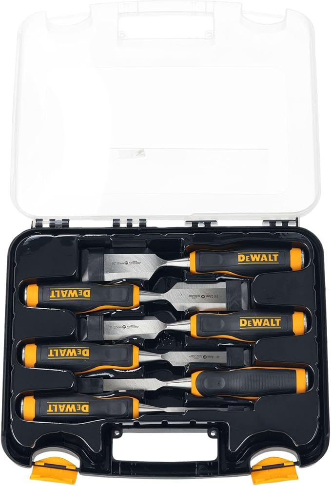 DEWALT Bevel Edge Chisel Set 6 Pieces 6, 12, 19, 25, 32 and 38mm Case