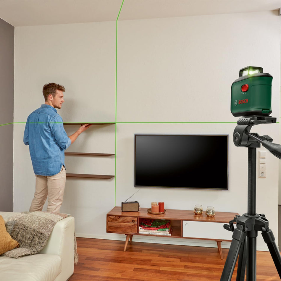 Bosch ADVANCEDLEVEL 360 Self Levelling Cross Line Green Laser Level Tripod Set