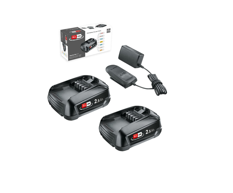 Bosch Battery and Charger Starter-Set 18V 2 X Battery 2.5 Ah Charger AL 18V-CV