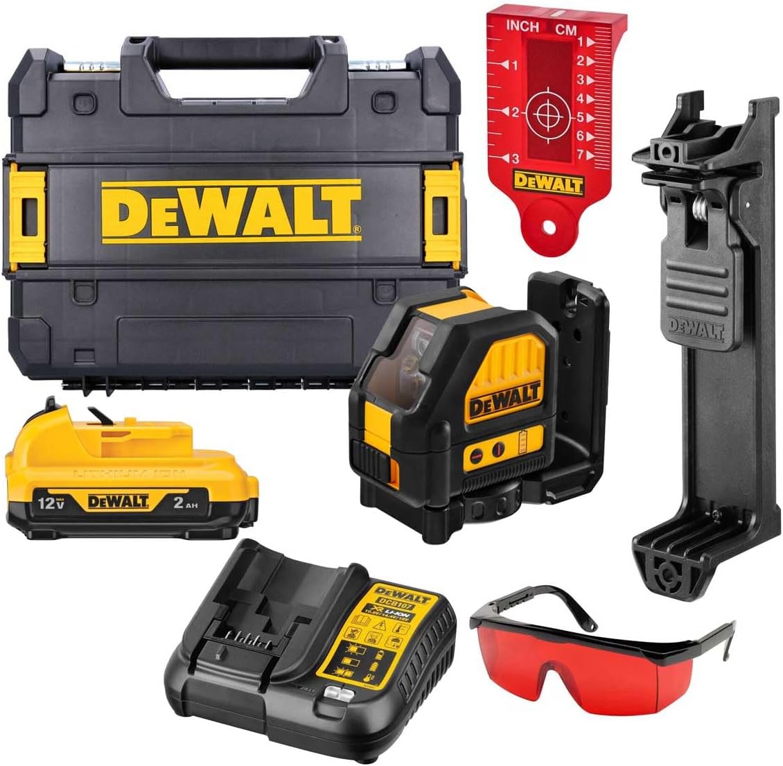 Dewalt DCE088D1R 12V Cross Line Red Laser with 1 x 2.0Ah Battery Charger & Case