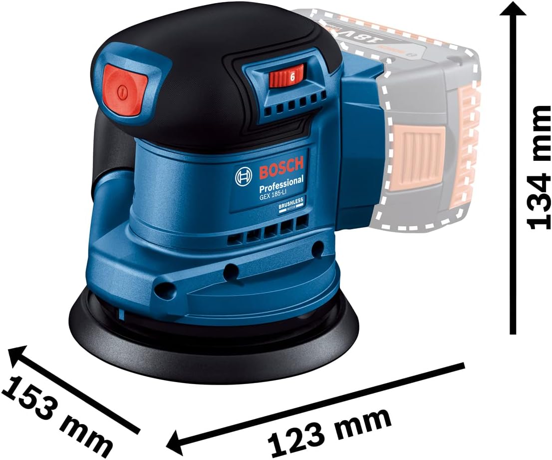 Bosch GEX 185-LI 125mm 18V Li-Ion AMPShare Brushless Cordless Random Orbital Sander - Bare