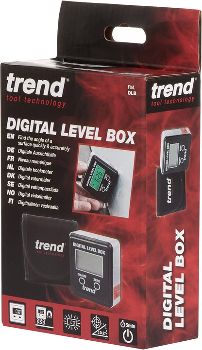 Trend Digital Level Box and Angle Finder (Magnetic Base & LCD Display) for Woodworking and Accurate Table/Mitre Saw Angle Setting, DLB , Black