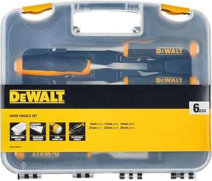 DEWALT Bevel Edge Chisel Set 6 Pieces 6, 12, 19, 25, 32 and 38mm Case