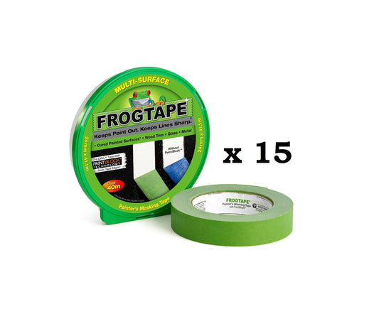 Frog Tape Green Multi Surface Masking Tape 24 / 36 / 48mm Sharp Lines Pack of 15