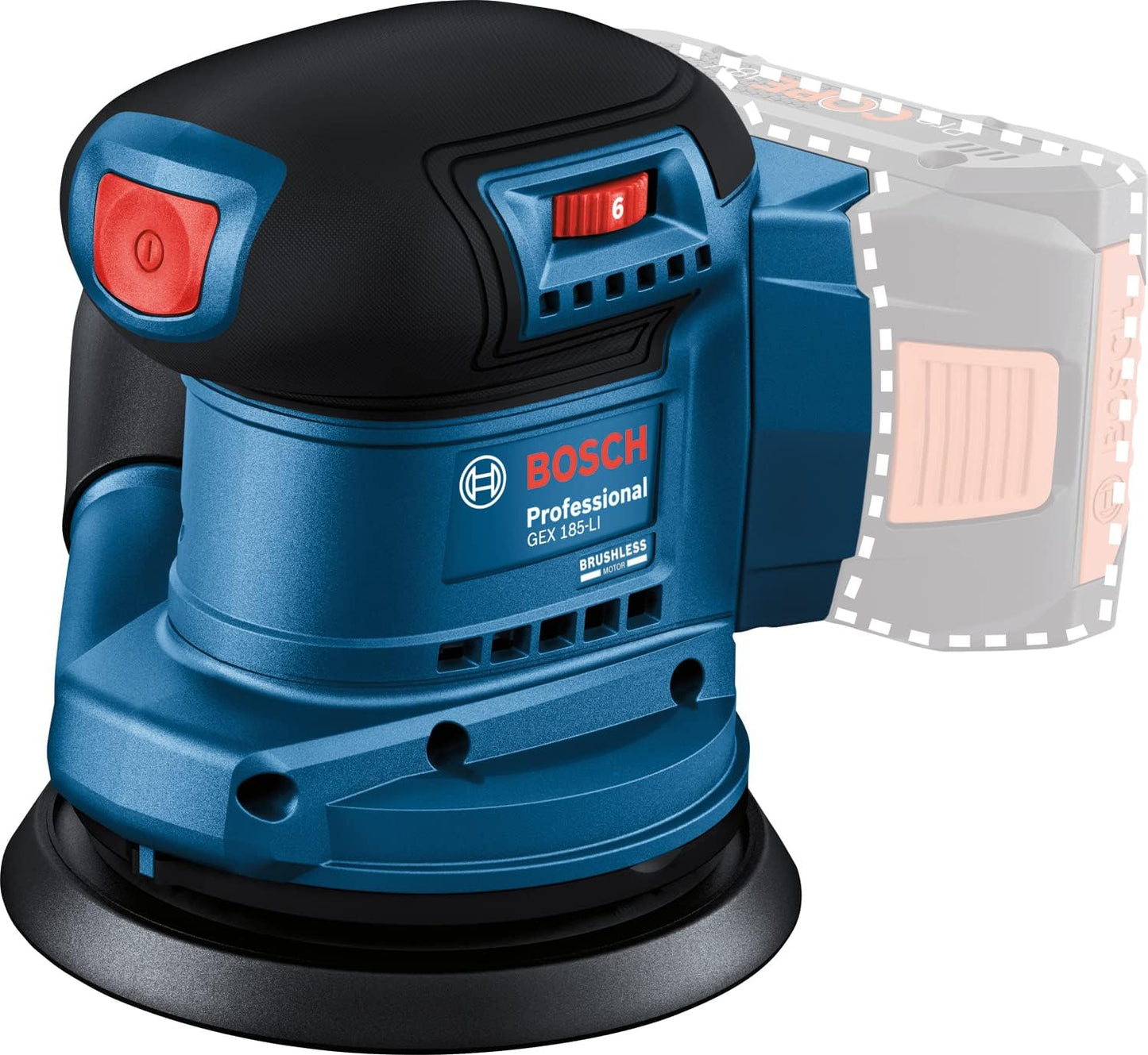 Bosch GEX 185-LI 125mm 18V Li-Ion AMPShare Brushless Cordless Random Orbital Sander - Bare