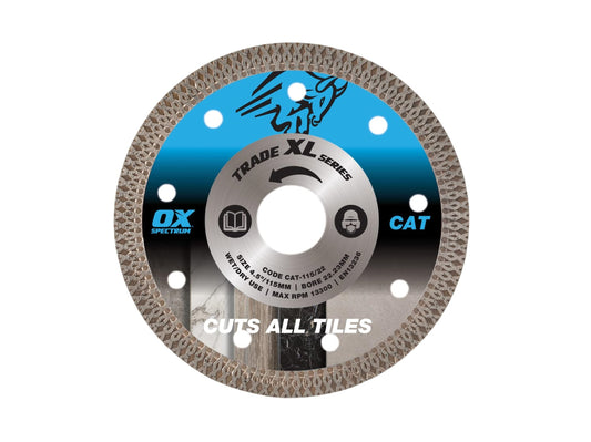OX Tools XL Cuts All Tiles Diamond Blade 115mm/4.5"" Bore - 22mm