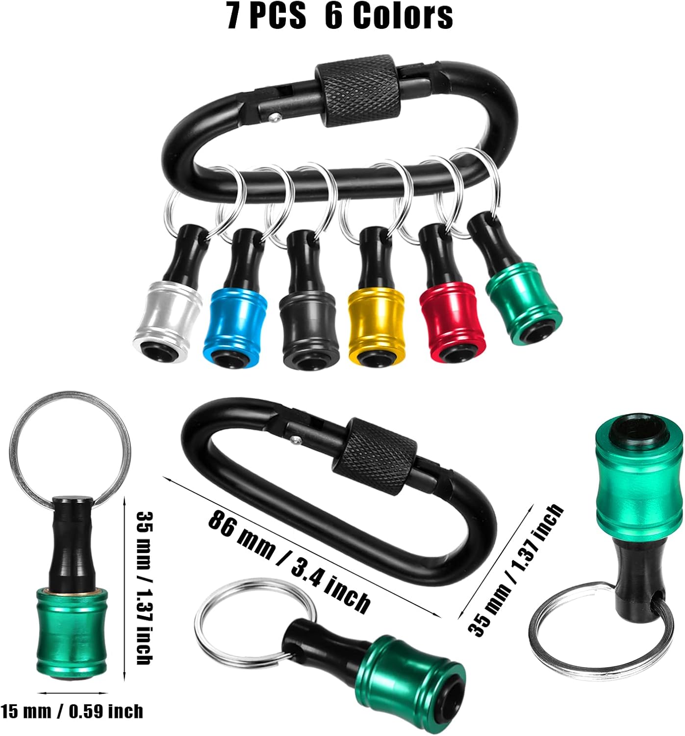 Hex Shank Keychain Quick Change Bit Holder for Hand-Held Screwdrivers Drill 7pcs