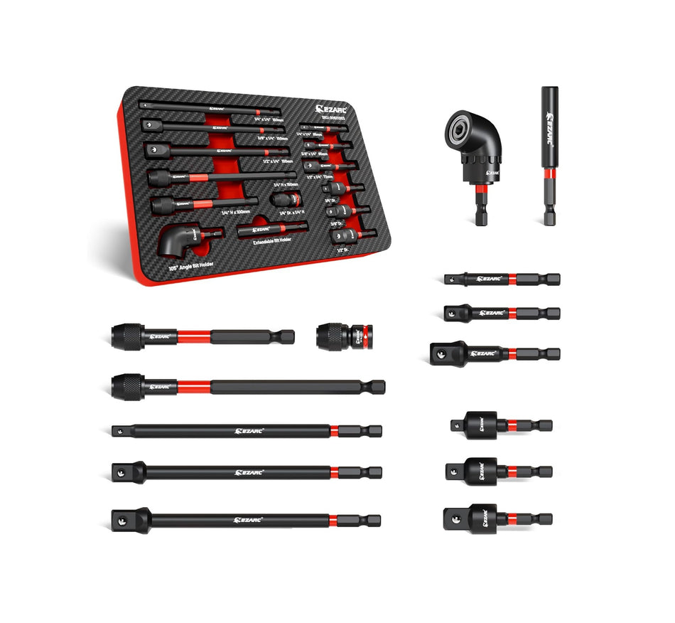 EZARC Impact Socket Adapter Set 1/4",3/8",1/2" Square Drive Socket 14PCS