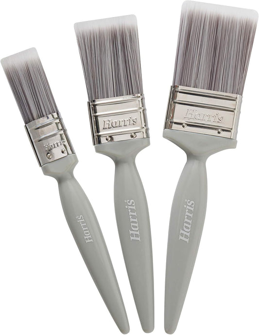Harris Essentials Walls & Ceilings Paint Brushes 3 Brush Pack, 1", 1.5", 2" Grey