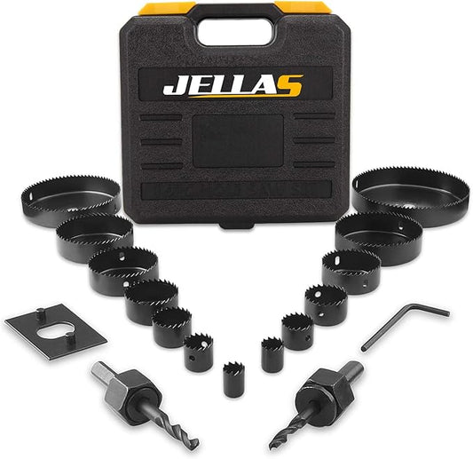 Hole Saw Kit 19Pcs 19mm-127mm Hole Cutter Set in Hard Box for Soft Wood, PVC Board and Plastic