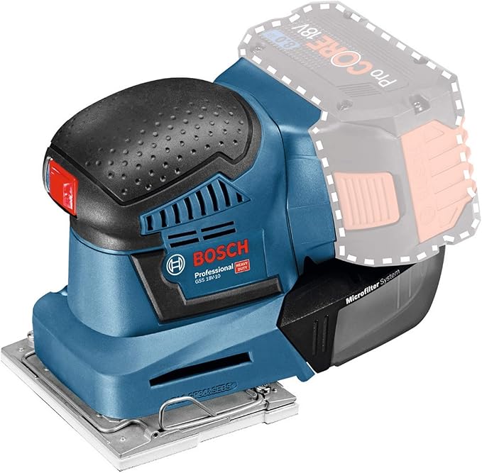 Bosch GSS 18V-10 18V Li-Ion Cordless Orbital Sander - Bare Hook & Loop / Clamp Fixing
