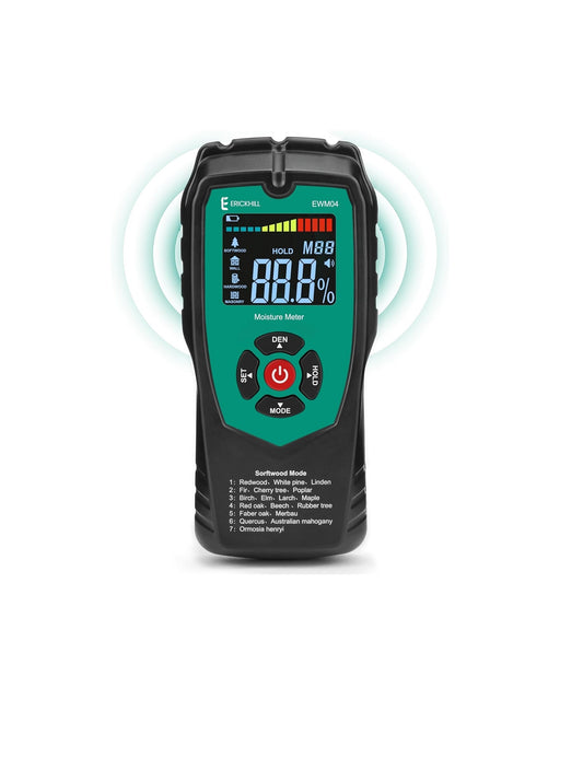 Wood Moisture Meter Non-Invasive Damp Detector with 4 Modes LCD Display Detector for Wood Drywall