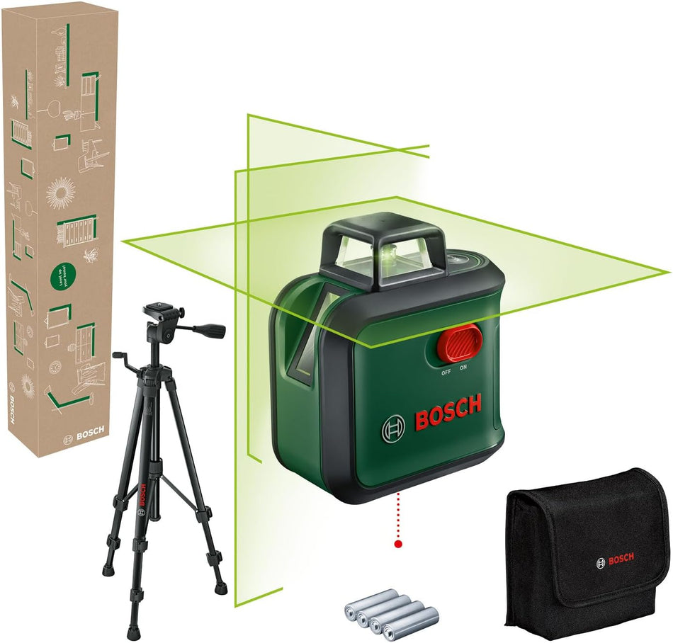 Bosch ADVANCEDLEVEL 360 Self Levelling Cross Line Green Laser Level Tripod Set