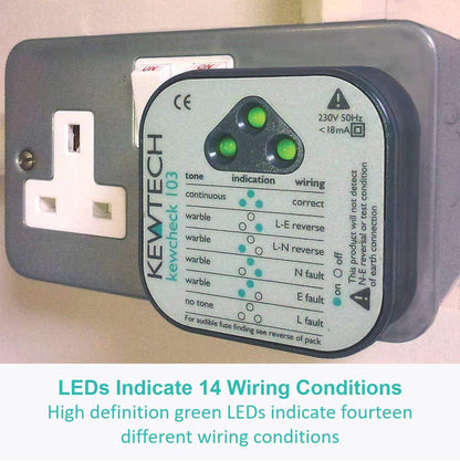 Kewtech KEWCHECK103 Mains Wiring Socket Tester