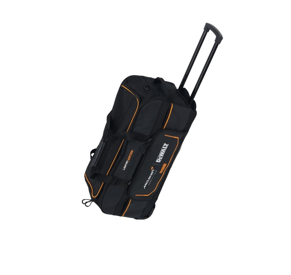 DEWALT McLaren F1 Team Duffle Bag 13" Shoulder Straps Extendable Handle & Wheels