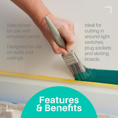 Harris Essentials Walls & Ceilings Paint Brushes 3 Brush Pack, 1", 1.5", 2" Grey