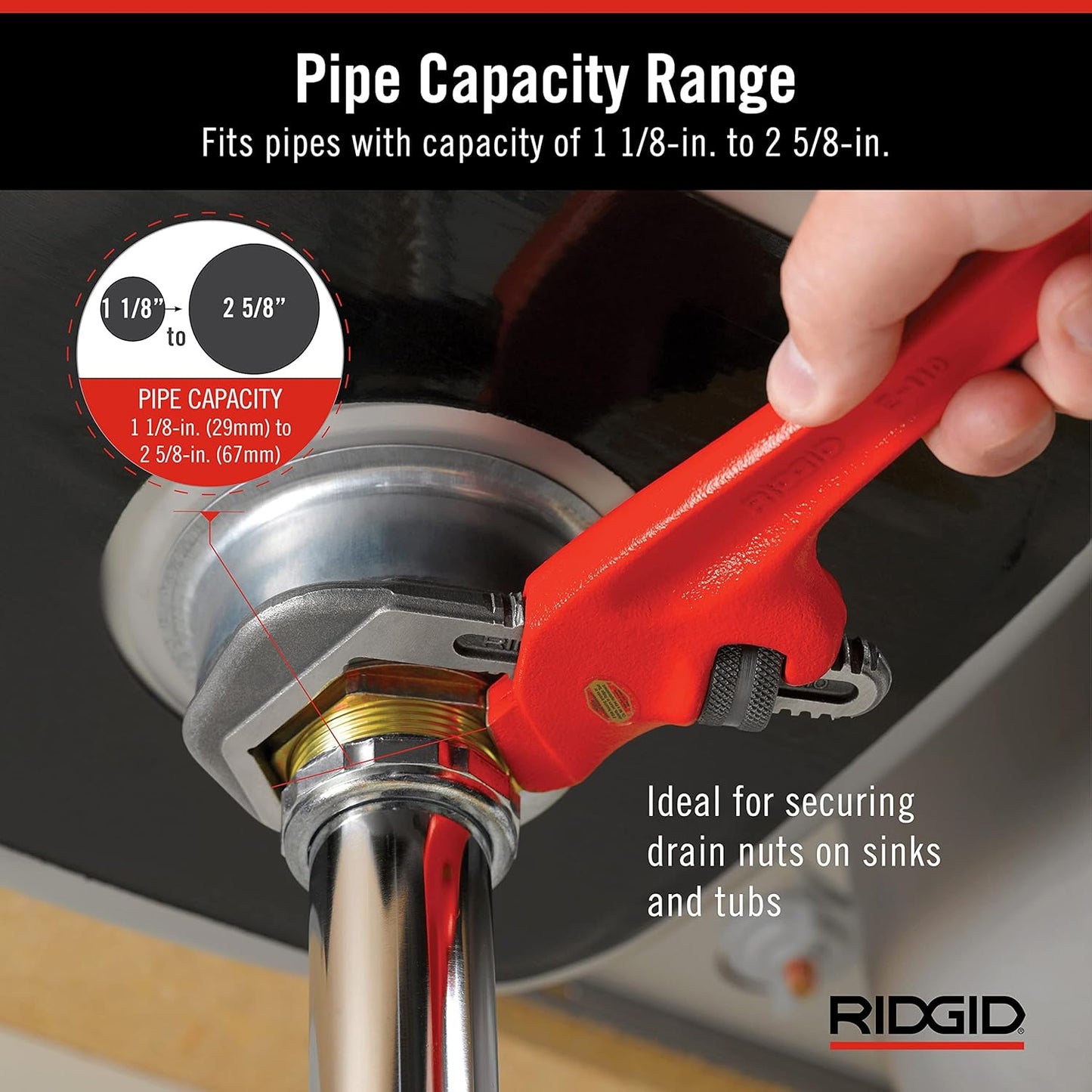 RIDGID E110 Offset Hex Wrench 29-67mm Capacity 240mm 31305 RID31305