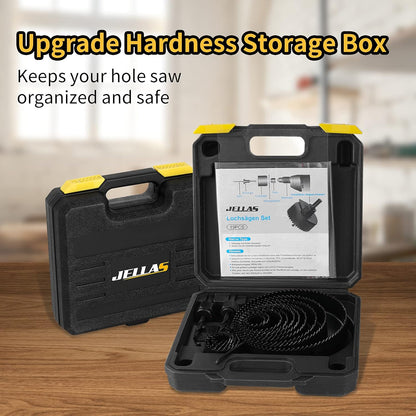 Hole Saw Kit 19Pcs 19mm-127mm Hole Cutter Set in Hard Box for Soft Wood, PVC Board and Plastic