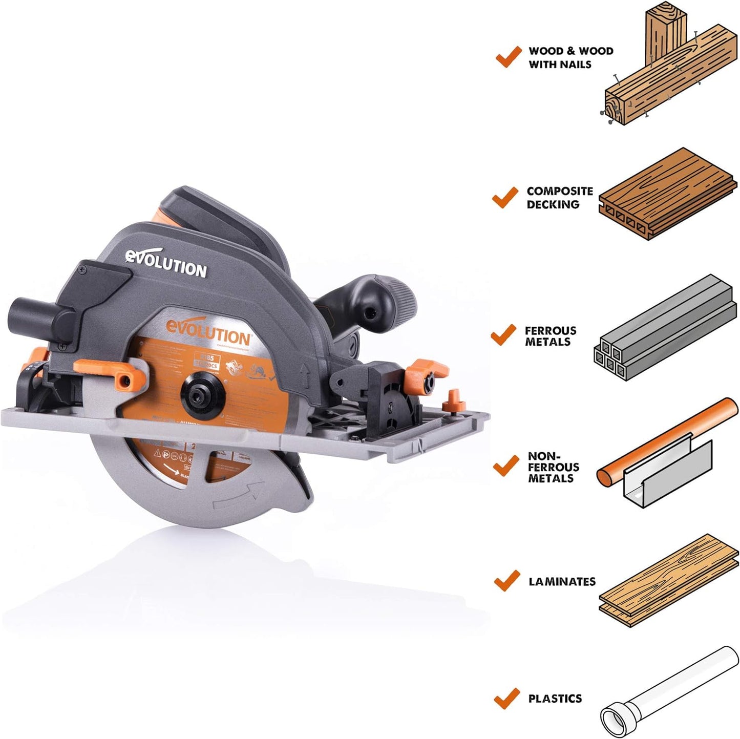 Evolution Power Tools R185CCSX Circular Saw With 1020 mm 3-Piece Track 230V