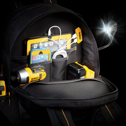 Dewalt DGCL33 Pro 33 Pocket Lighted USB Charging Tool Backpack