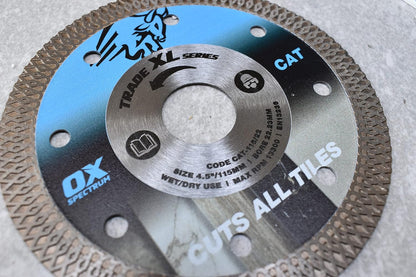 OX Tools XL Cuts All Tiles Diamond Blade 115mm/4.5"" Bore - 22mm