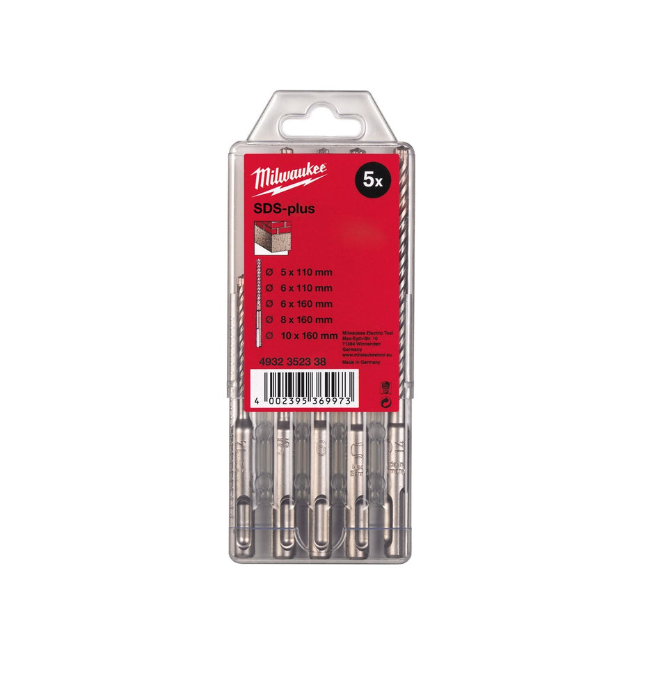 Milwaukee SDS+ Drill Bit Set 5pc M2 4932352338  Masonry Bits With Case