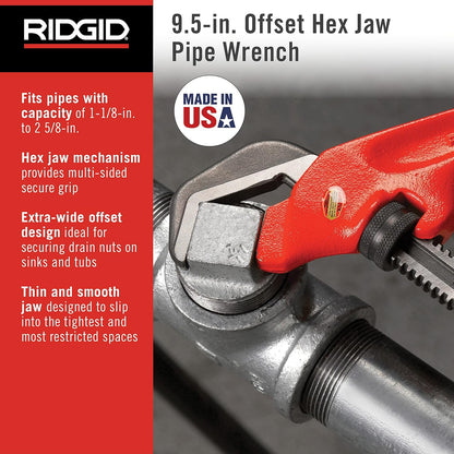 RIDGID E110 Offset Hex Wrench 29-67mm Capacity 240mm 31305 RID31305