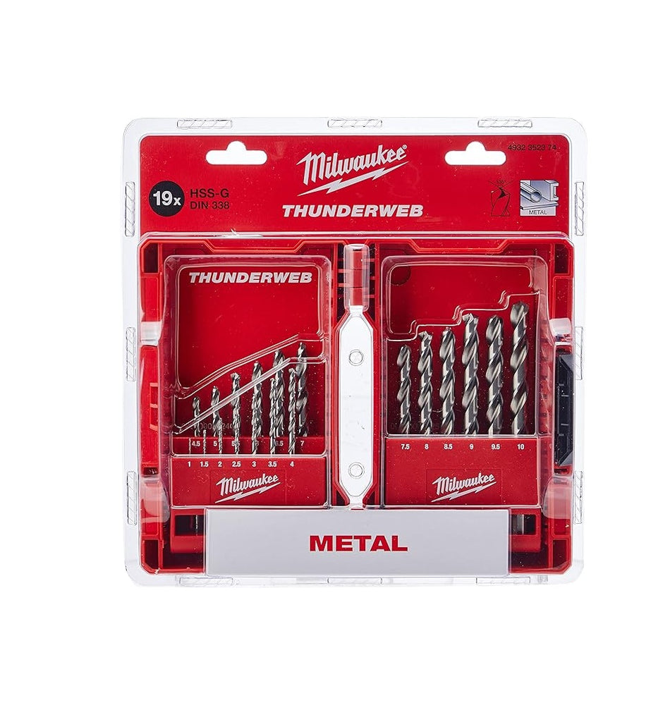 Milwaukee 19 Piece Thunderweb HSS-G (DIN338) Metal Drill Bit Set