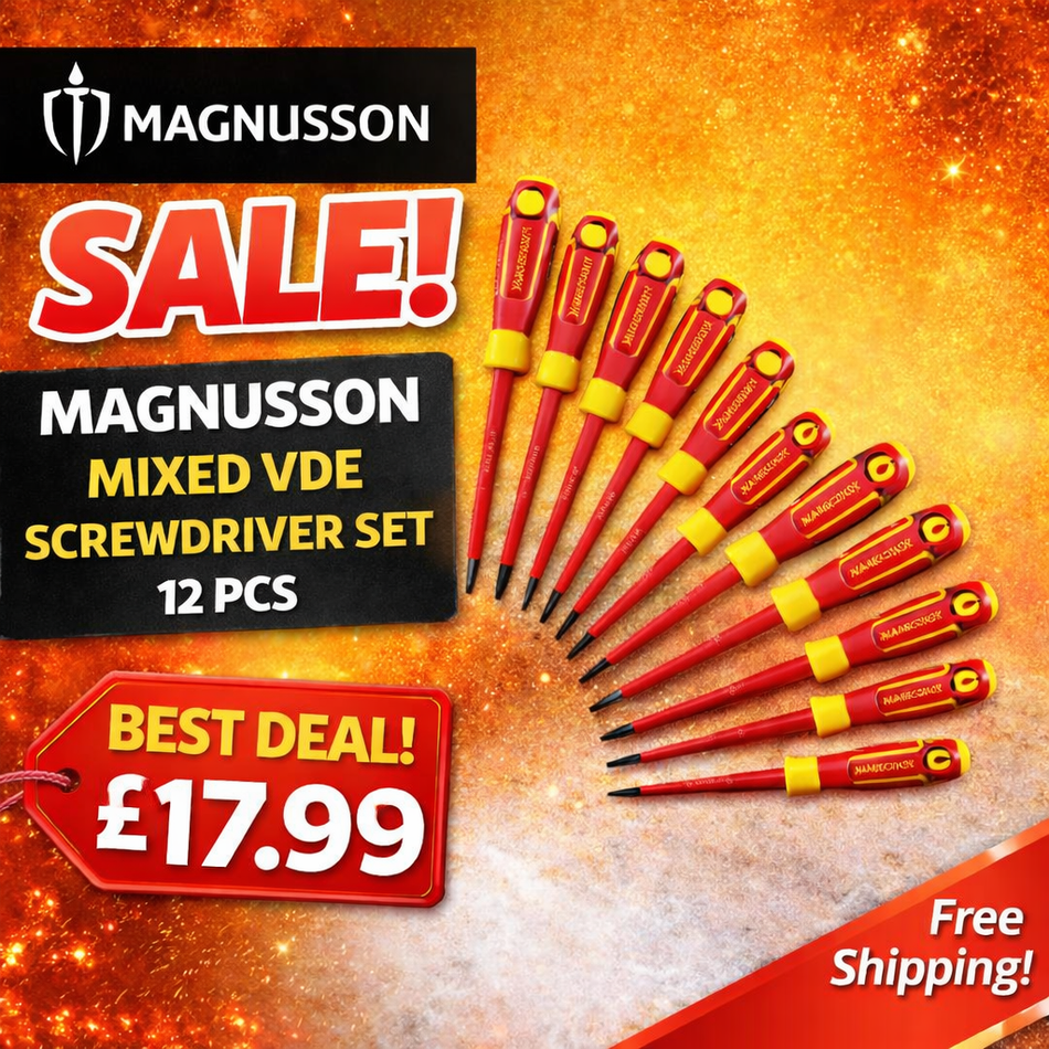 MAGNUSSON MIXED VDE SCREWDRIVER SET 12 PCS Variety of Sizes Soft-grip SALE