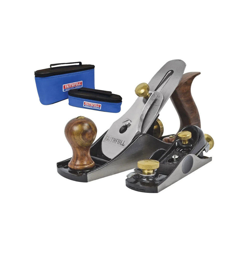 Faithfull No.4 Plane & No.60.1/2 Plane Set with Canvas Carry Bags