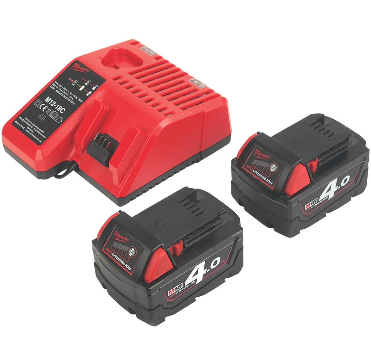 Milwaukee M18 BPP2Q-402C 18V 2 x4.0Ah Li-Ion RedLithium Cordless TwinPack