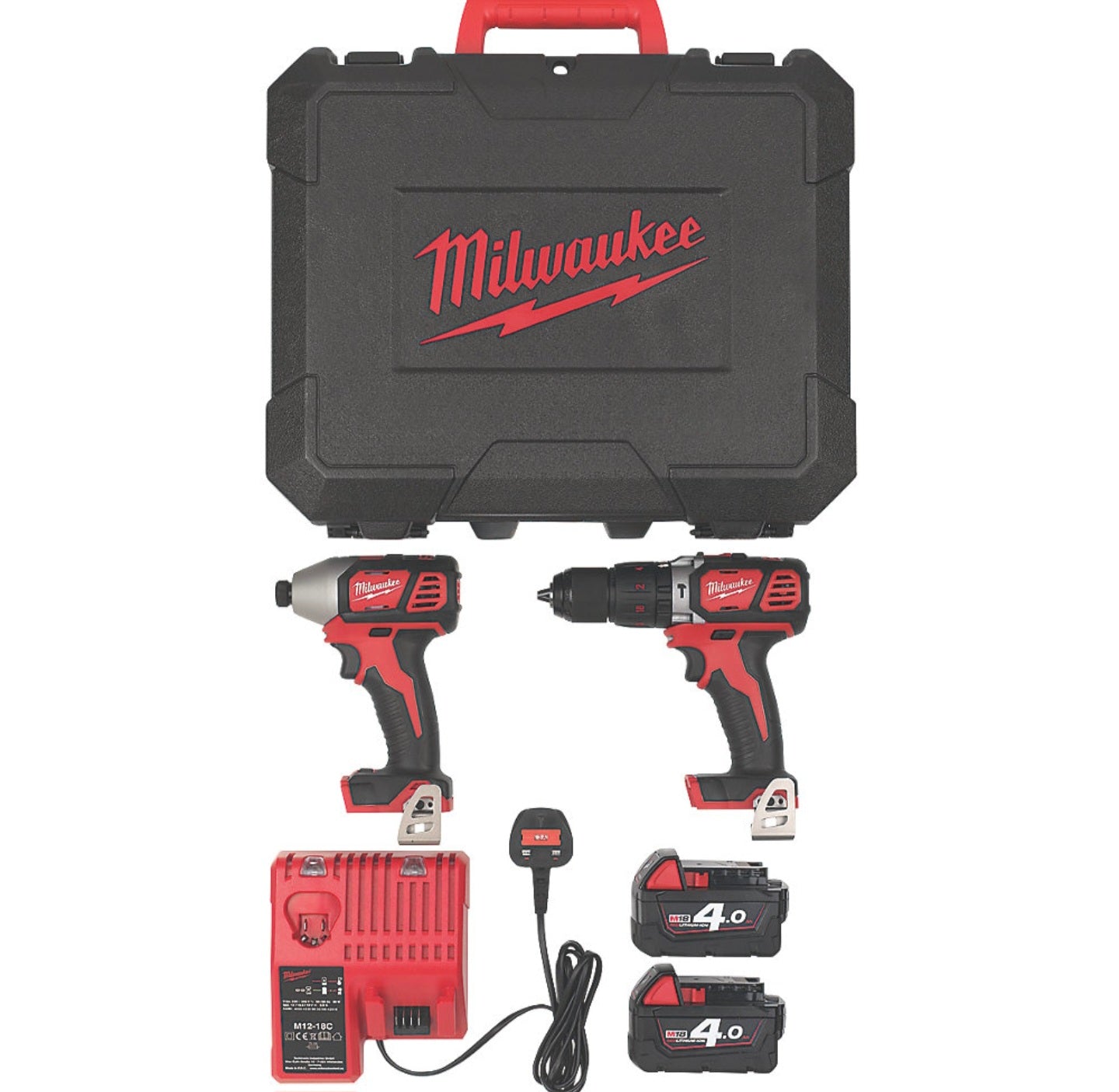 Milwaukee M18 BPP2Q-402C 18V 2 x4.0Ah Li-Ion RedLithium Cordless TwinPack