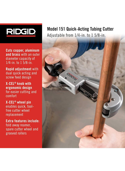 Ridgid 31632 Model 151 Quick-Acting Tubing Cutter 6-42mm Copper Plastics Pipe