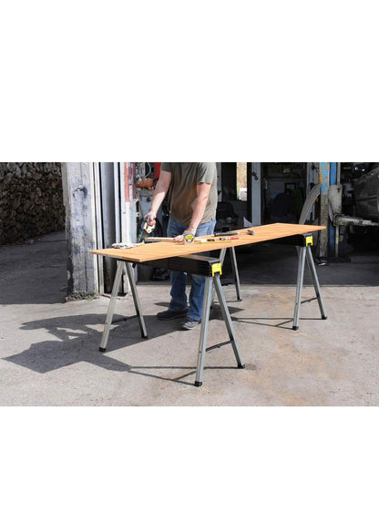 STANLEY Folding Work Bench Saw Horse Twin Pack, Heavy Duty Metal Leg with Side