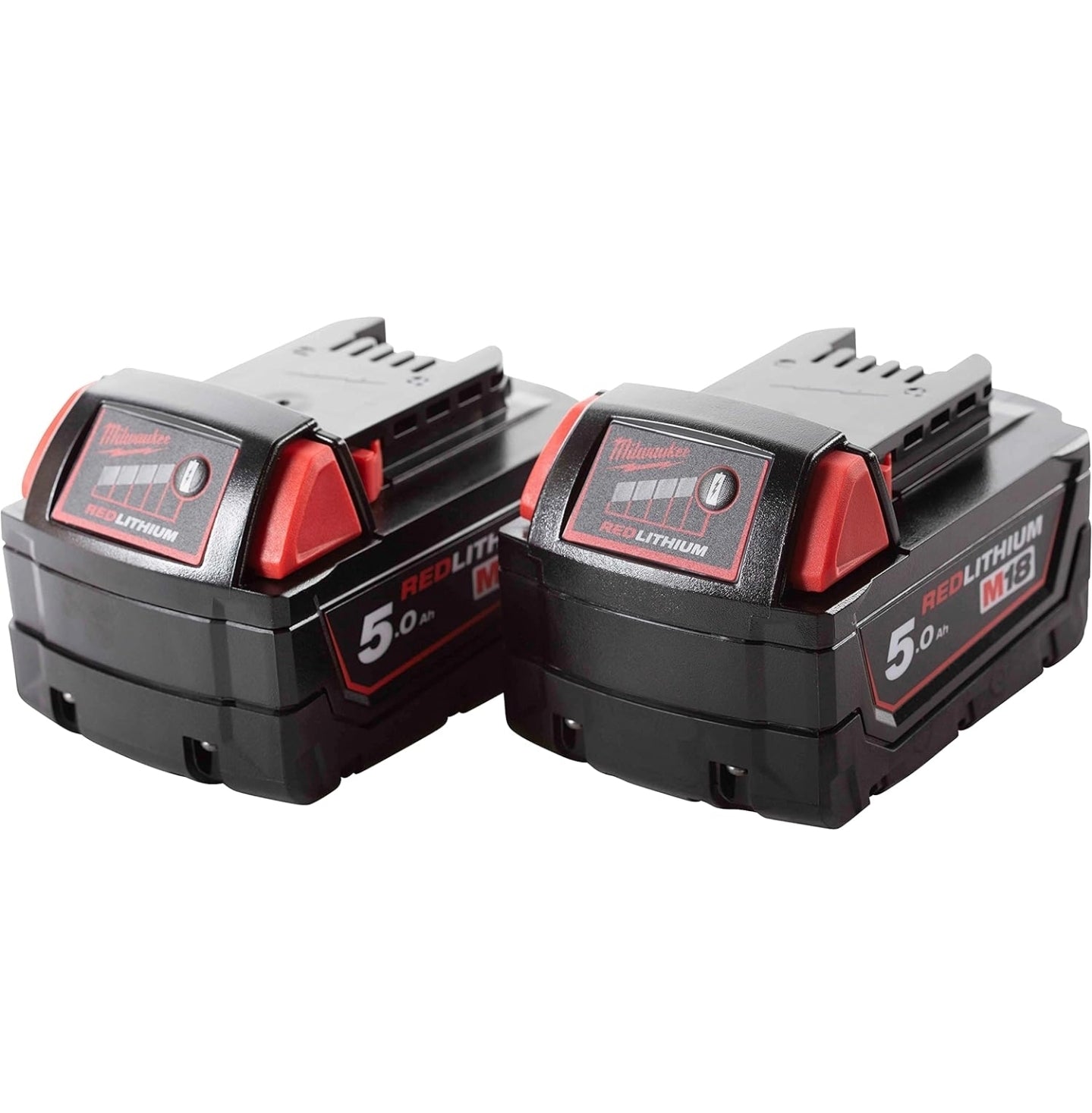 Milwaukee 2 x M18B5 Red Lithium-Ion 18V 5Ah Genuine Battery Twin Pack